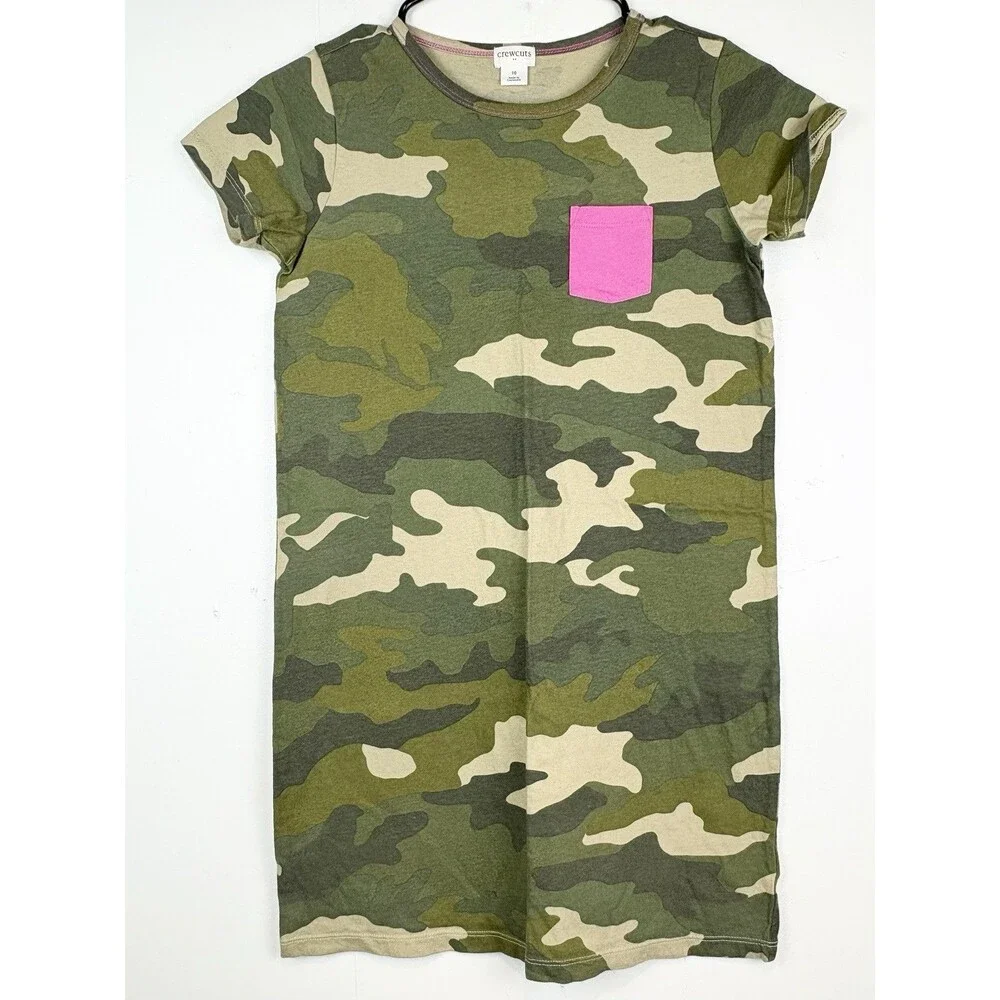 Crewcuts Dress Girls Sz 10 Army Camo Casual Green Sundress J.Crew